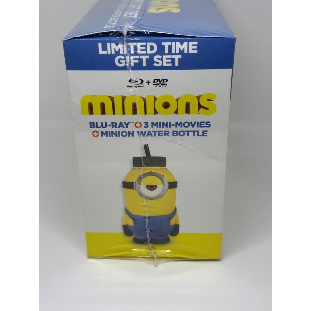 NIB Minions Blu-ray DVD Gift Set 3 Mini Movies + Water Bottle Walmart Exclusive - Picture 4 of 7